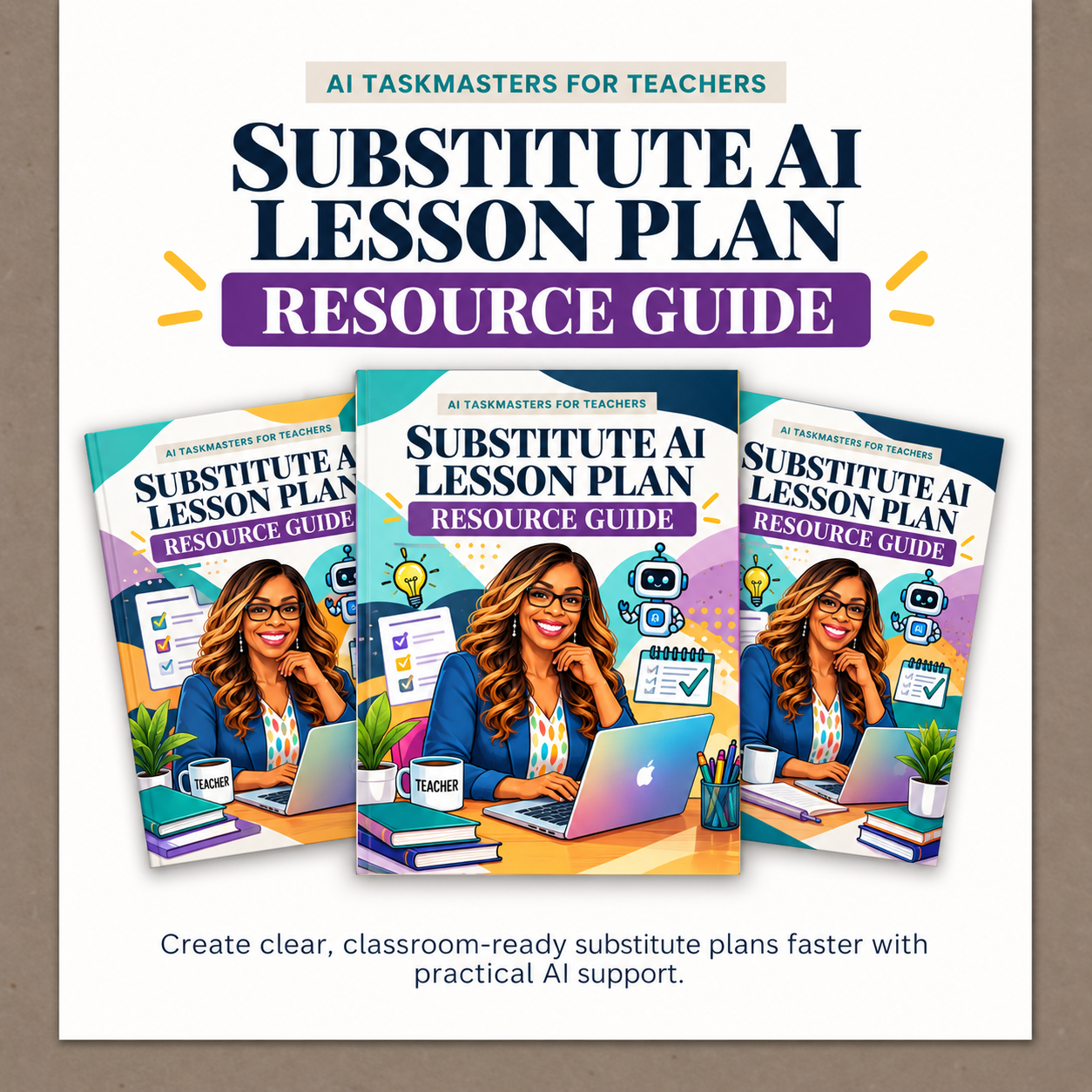 Substitute AI Lesson Plan Resource Guide bonus workbook mockup